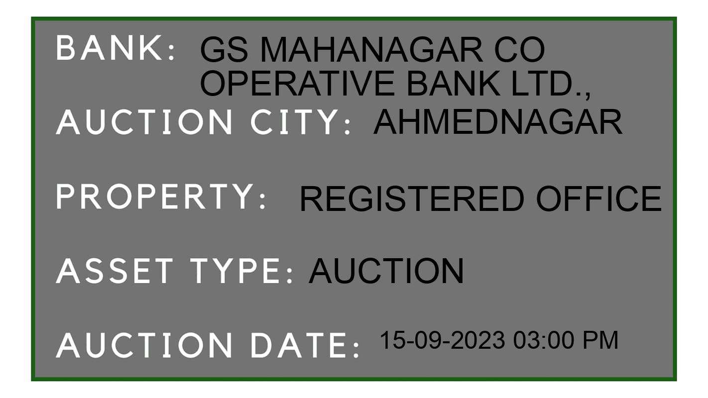 Auction Bank India - ID No: 181087 - GS Mahanagar Co Operative Bank Ltd., Auction of GS Mahanagar Co Operative Bank Ltd., Auctions for Plot in Parner, Ahmednagar