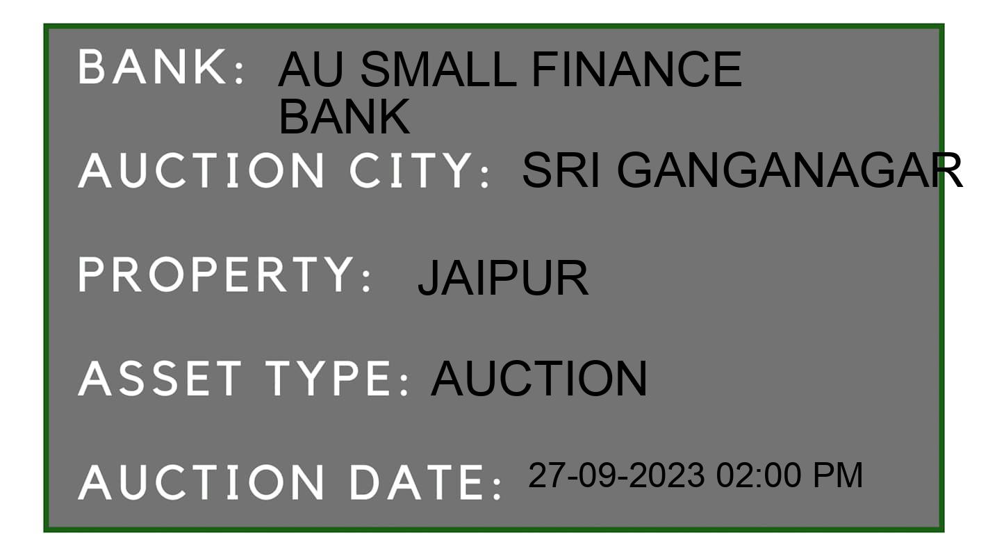 Auction Bank India - ID No: 181313 - AU Small Finance Bank Auction of AU Small Finance Bank Auctions for Residential House in SRI  KARANPUR, Sri Ganganagar