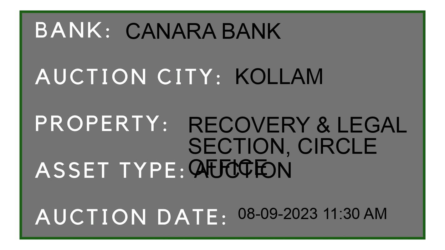 Auction Bank India - ID No: 181347 - Canara Bank Auction of Canara Bank Auctions for Land And Building in Kottarakkara, Kollam