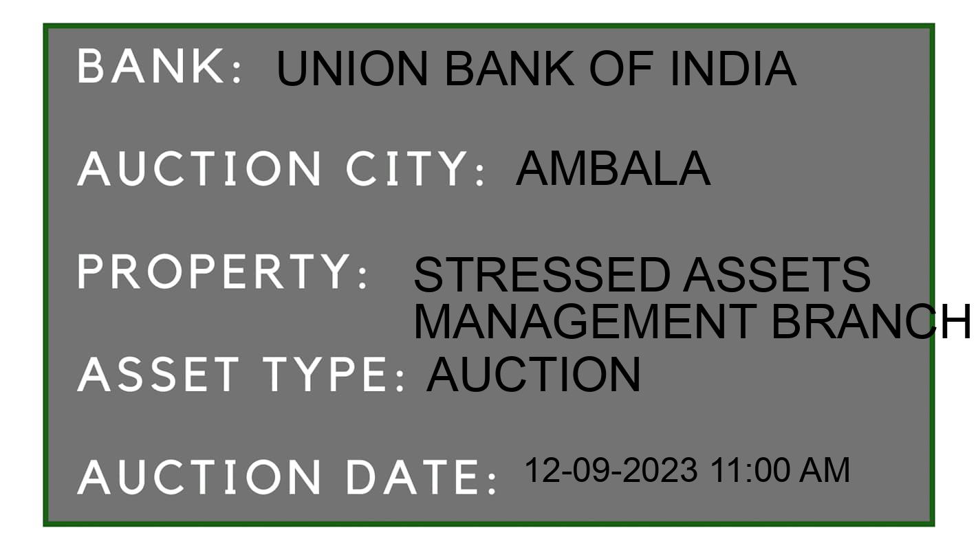 Auction Bank India - ID No: 181887 - Union Bank of India Auction of Union Bank of India Auctions for Residential House in Ambala Cantonment, Ambala