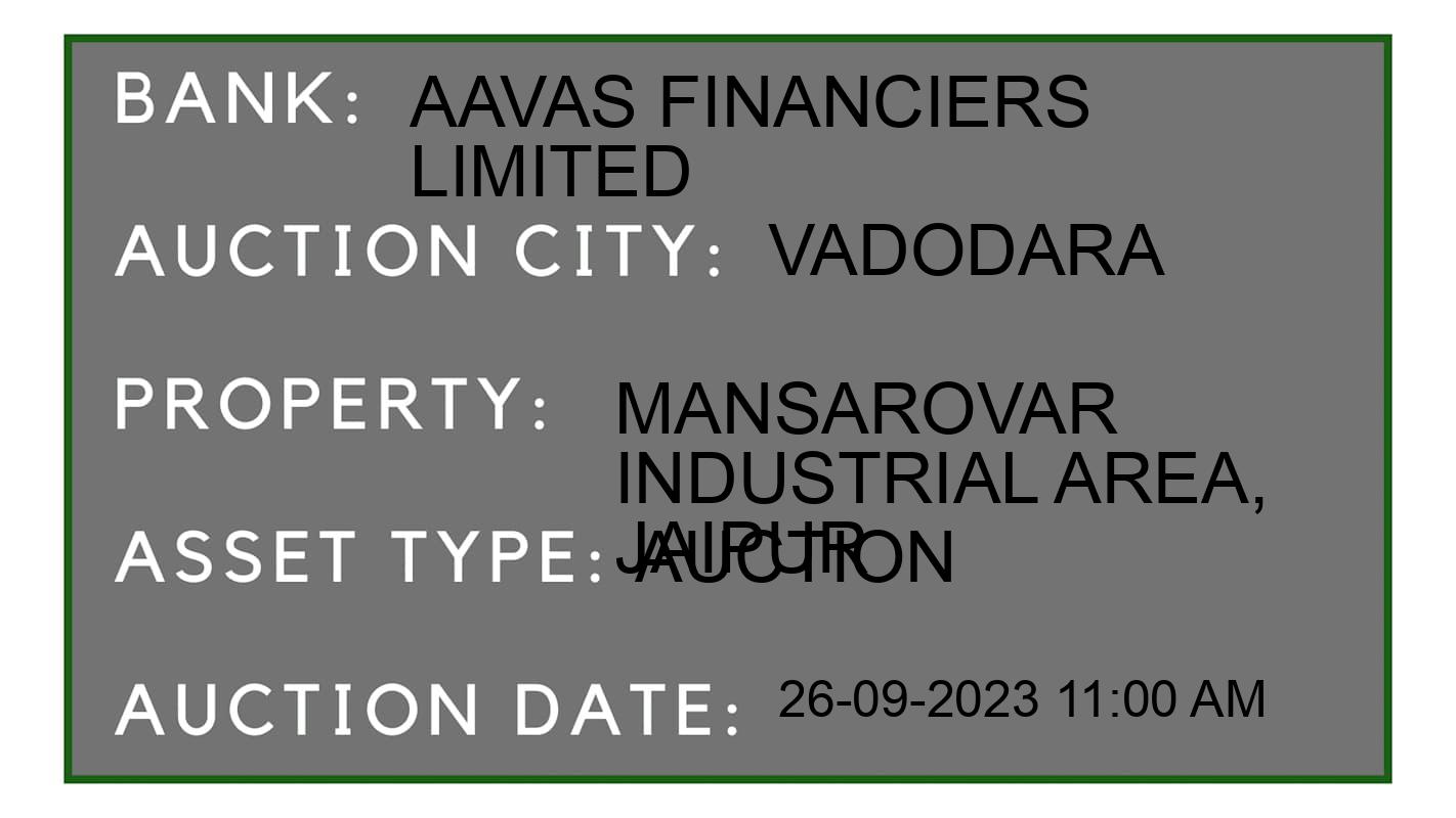 Auction Bank India - ID No: 182279 - Aavas Financiers Limited Auction of Aavas Financiers Limited Auctions for Plot in Taluka, Vadodara
