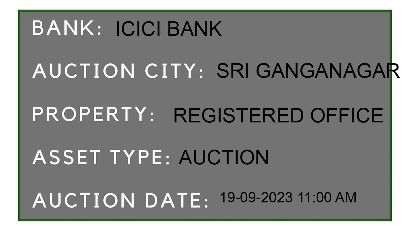 Auction Bank India - ID No: 183827 - ICICI Bank Auction of ICICI Bank Auctions for Plot in Sri Ganganagar, Sri Ganganagar