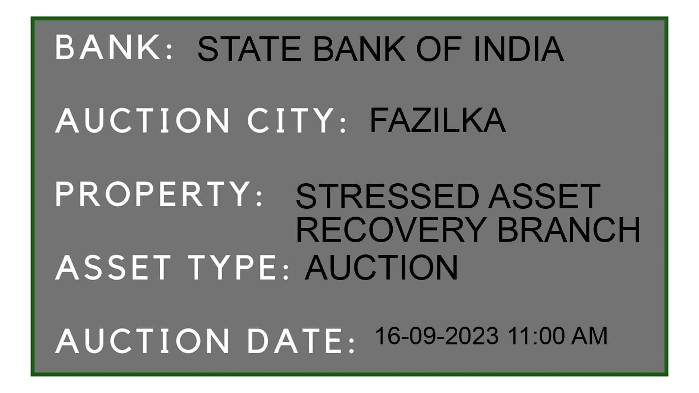 Auction Bank India - ID No: 184091 - State Bank of India Auction of State Bank of India Auctions for Residential House in Fazilka, Fazilka