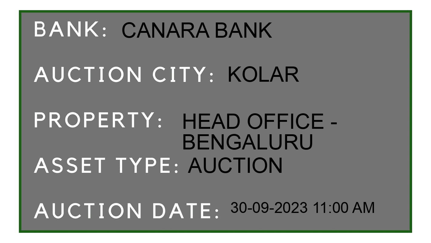 Auction Bank India - ID No: 184516 - Canara Bank Auction of Canara Bank Auctions for Plot in Kolar, Kolar