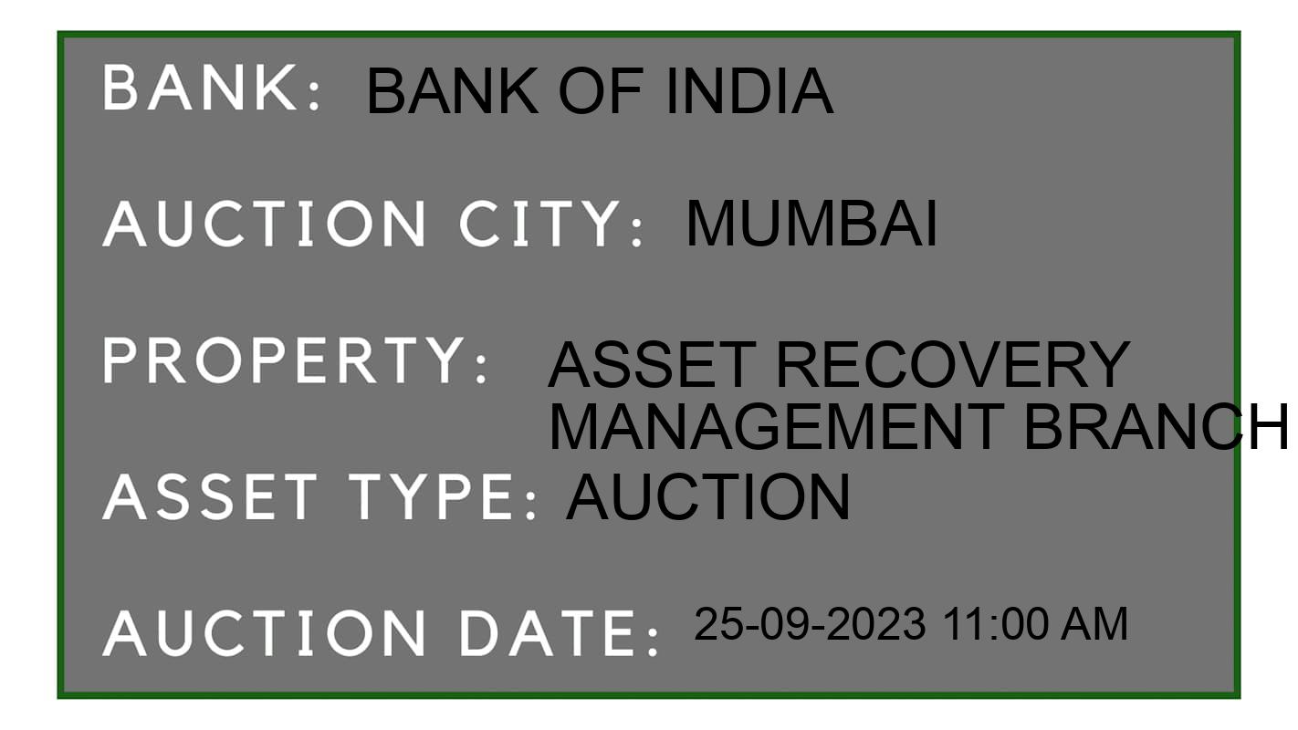 Auction Bank India - ID No: 184841 - Bank of India Auction of Bank of India Auctions for Commercial Office in Masjid Bandar, Mumbai