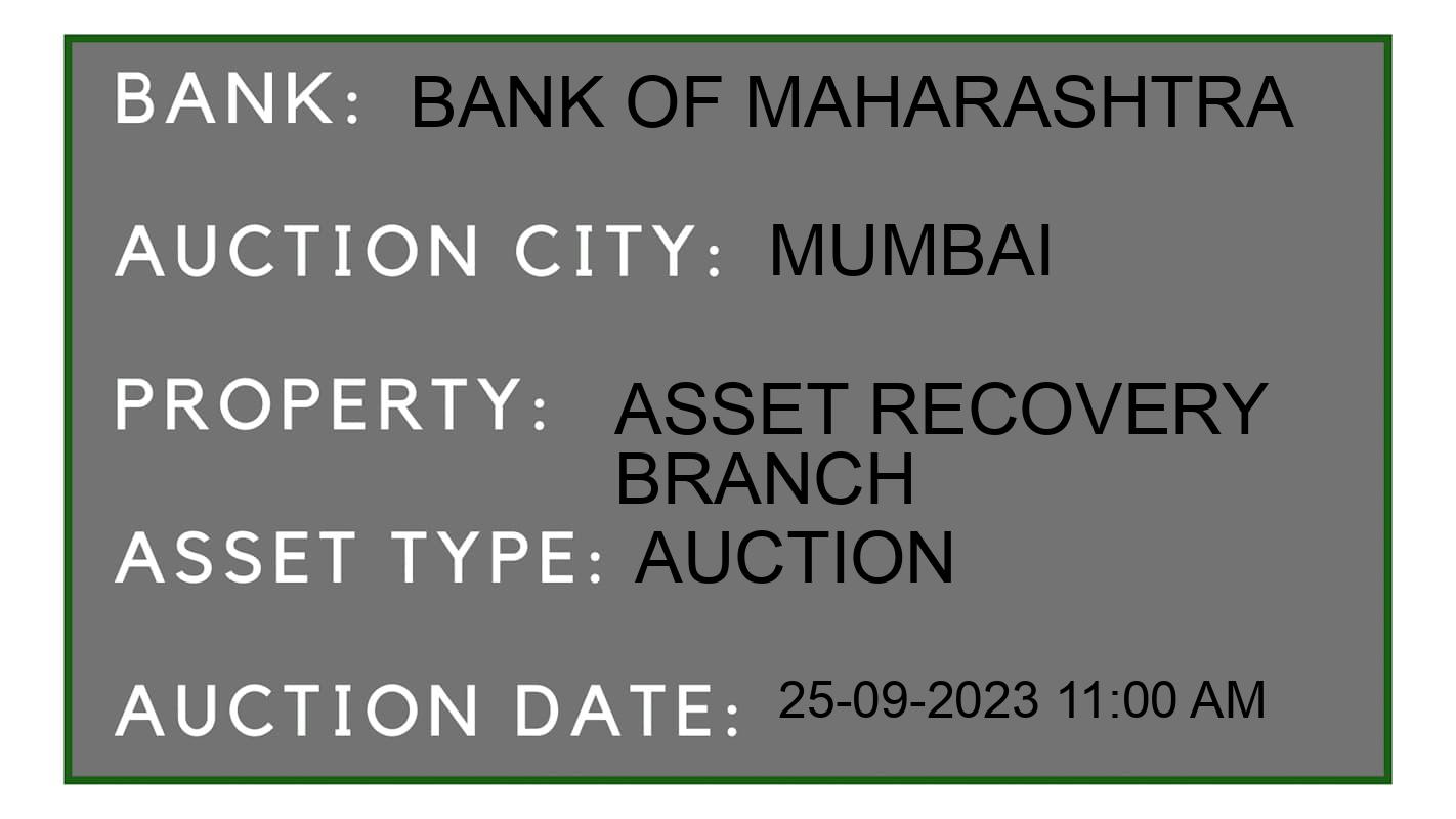 Auction Bank India - ID No: 185000 - Bank of Maharashtra Auction of Bank of Maharashtra Auctions for Residential House in Andheri East, Mumbai