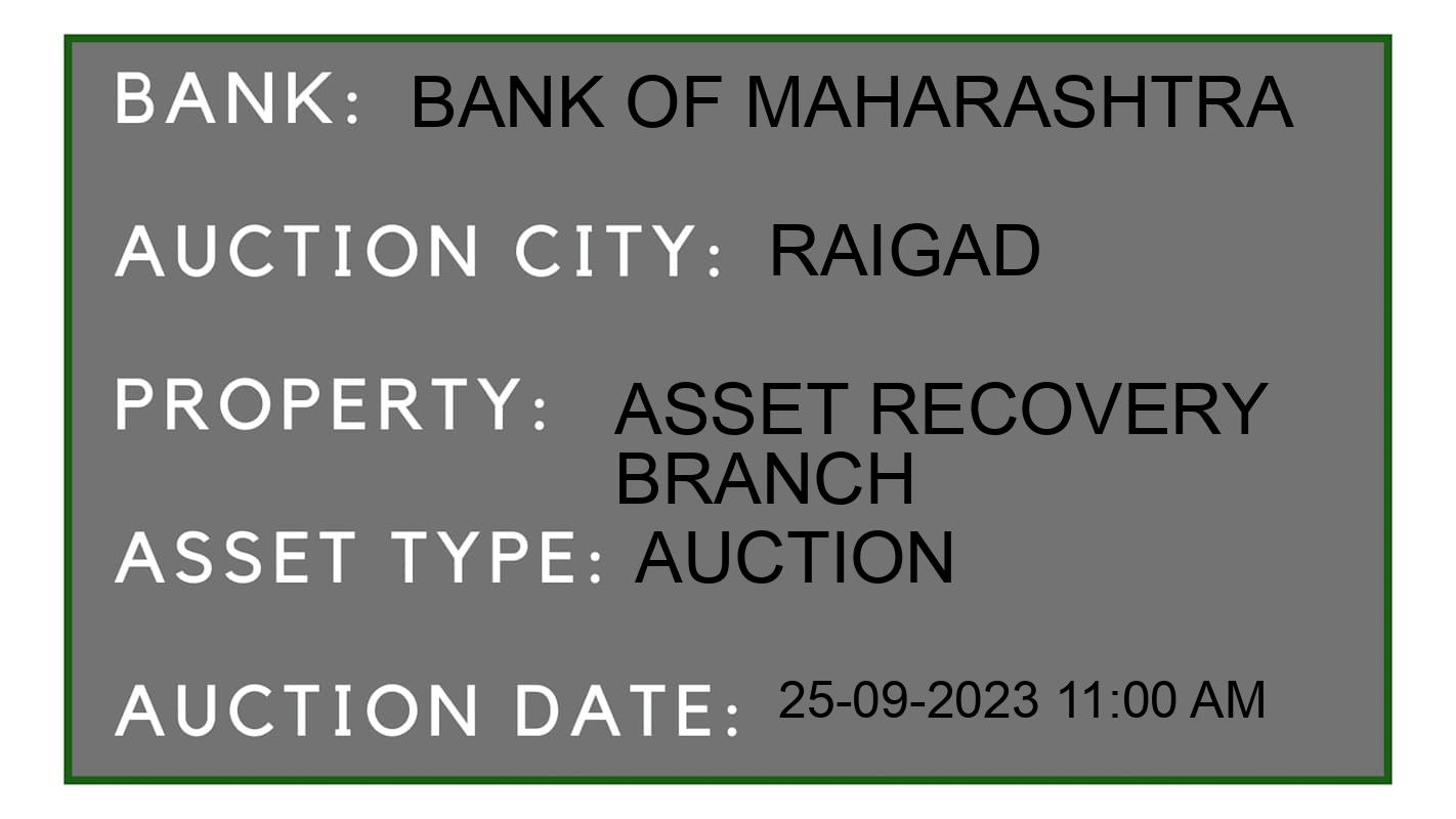 Auction Bank India - ID No: 185004 - Bank of Maharashtra Auction of Bank of Maharashtra Auctions for Plot in Karjat, Raigad