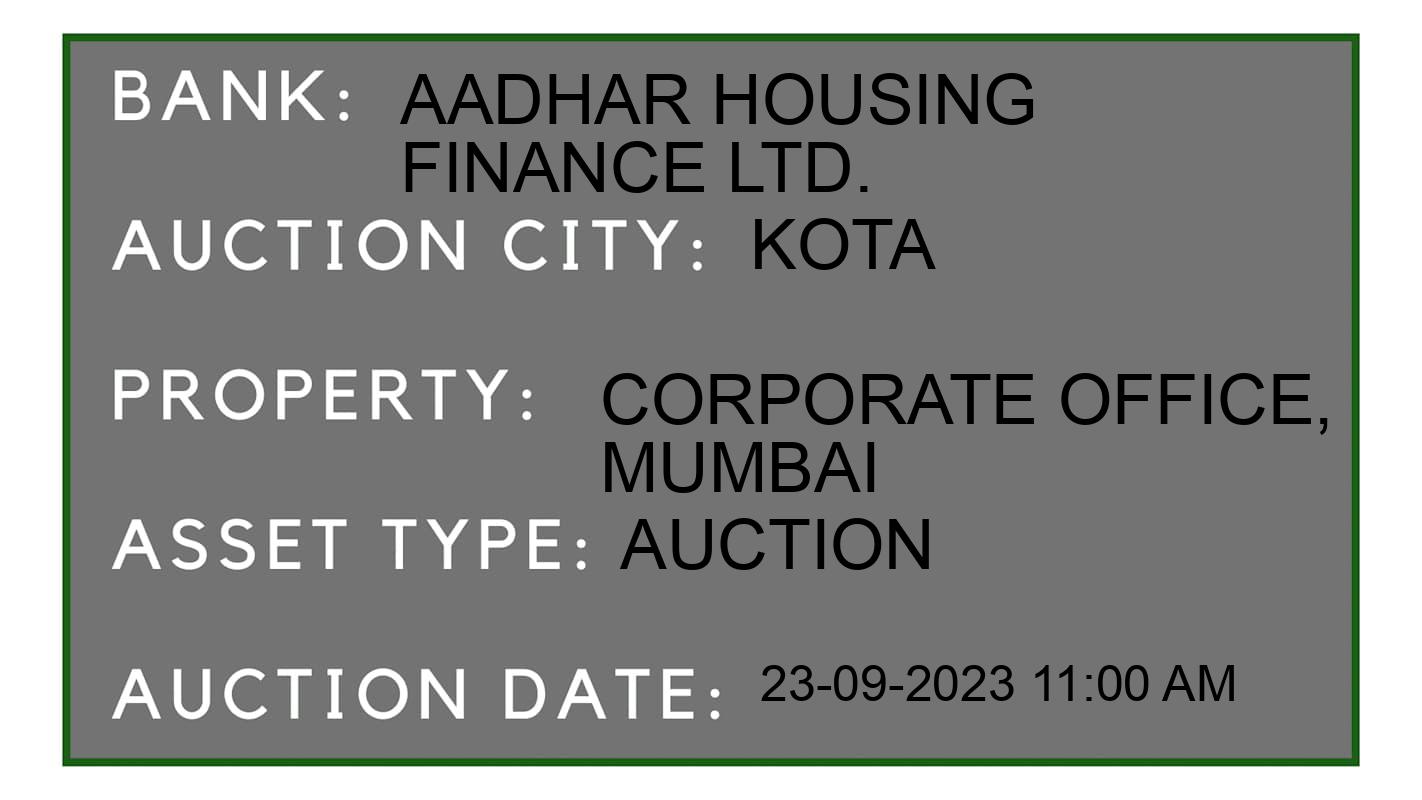 Auction Bank India - ID No: 185009 - Aadhar Housing Finance Ltd. Auction of Aadhar Housing Finance Ltd. Auctions for Plot in Kota, Jaipur, Kota