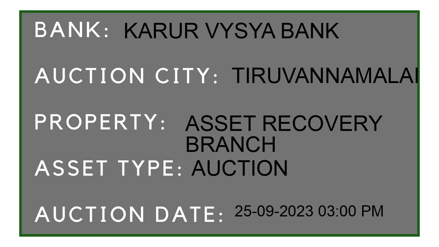 Auction Bank India - ID No: 185089 - Karur Vysya Bank Auction of Karur Vysya Bank Auctions for Commercial Building in Tiruvanamalai, Tiruvannamalai