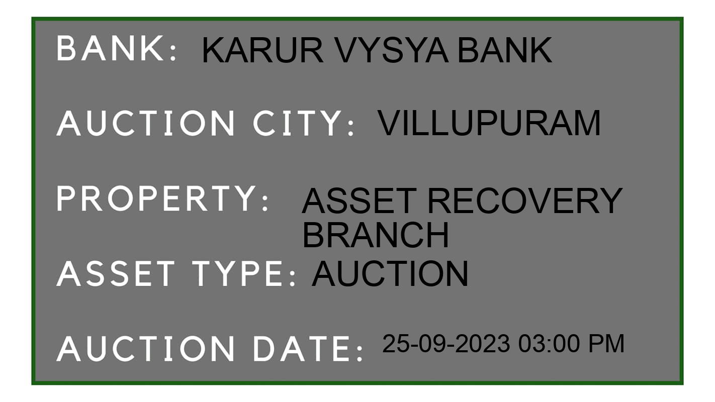 Auction Bank India - ID No: 185090 - Karur Vysya Bank Auction of Karur Vysya Bank Auctions for Commercial Building in Villupuram, Villupuram