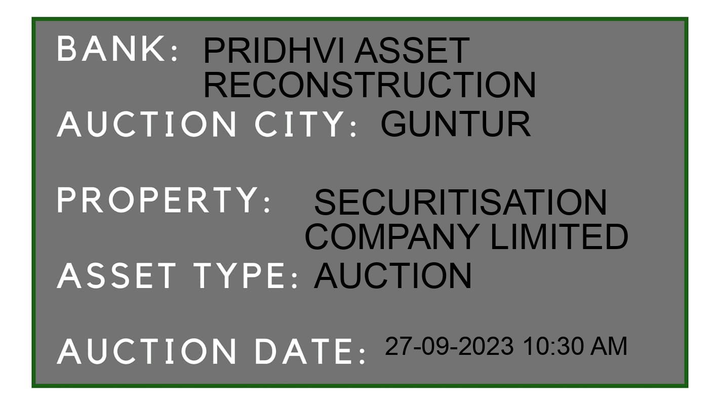 Auction Bank India - ID No: 185680 - Pridhvi Asset Reconstruction  Auction of Pridhvi Asset Reconstruction and Securitisation Company Limited Auctions for Plot in Guntur, Guntur