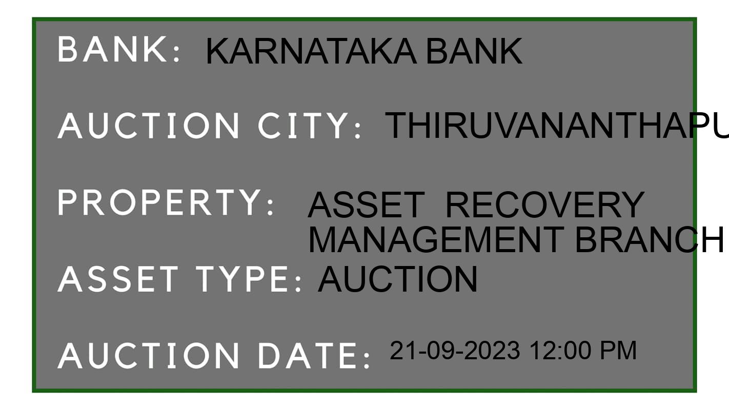 Auction Bank India - ID No: 185750 - Karnataka Bank Auction of Karnataka Bank Auctions for Plot in Chirayinkeezhu, Thiruvananthapuram