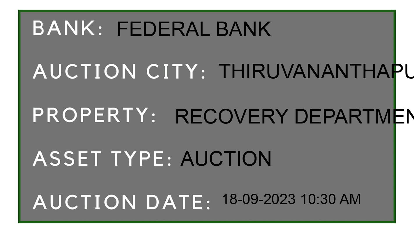 Auction Bank India - ID No: 185791 - Federal Bank Auction of Federal Bank Auctions for Land And Building in Sasthamangalam, Thiruvananthapuram
