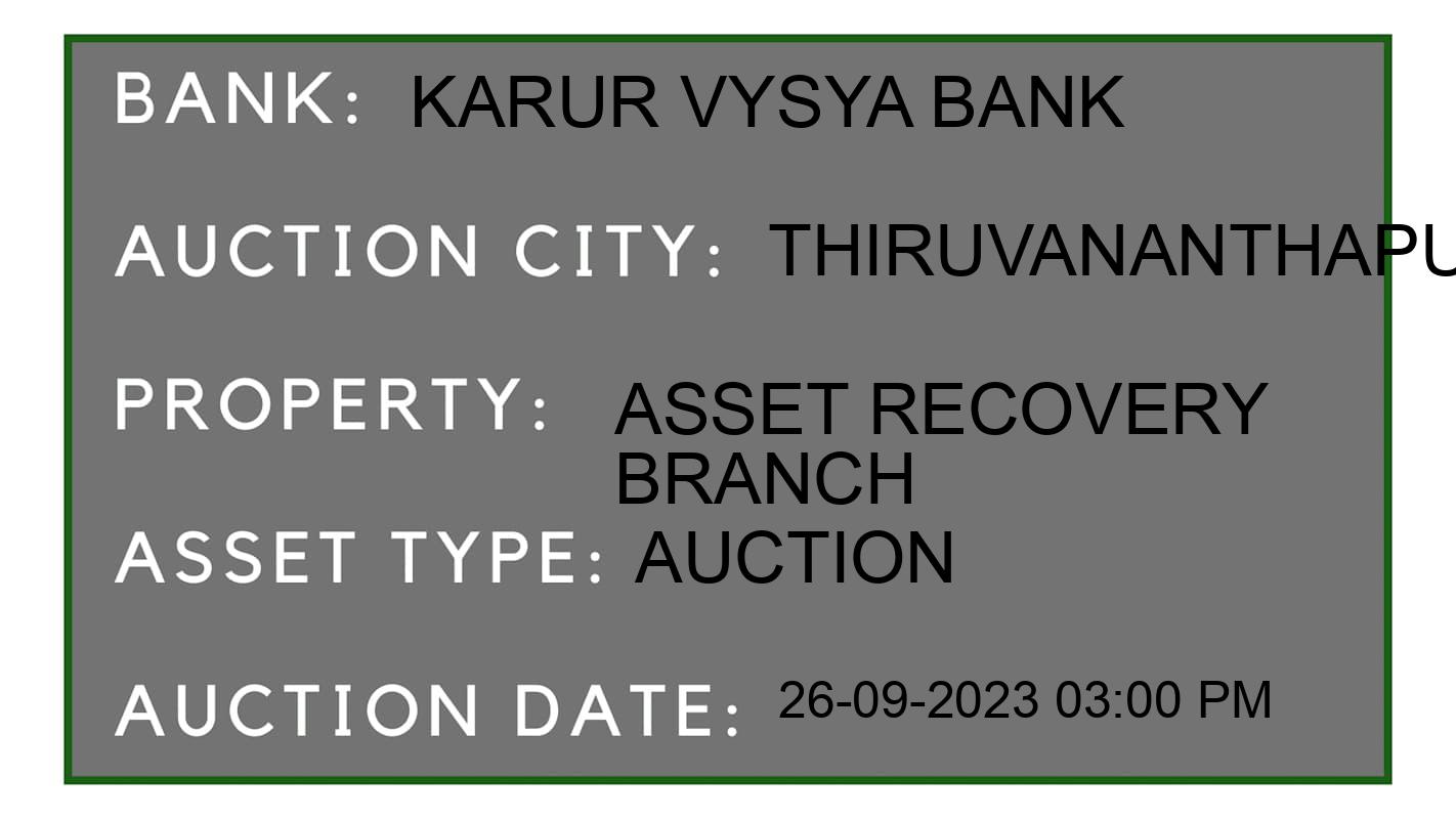 Auction Bank India - ID No: 185792 - Karur Vysya Bank Auction of Karur Vysya Bank Auctions for Plot in Neyyattinkara, Thiruvananthapuram