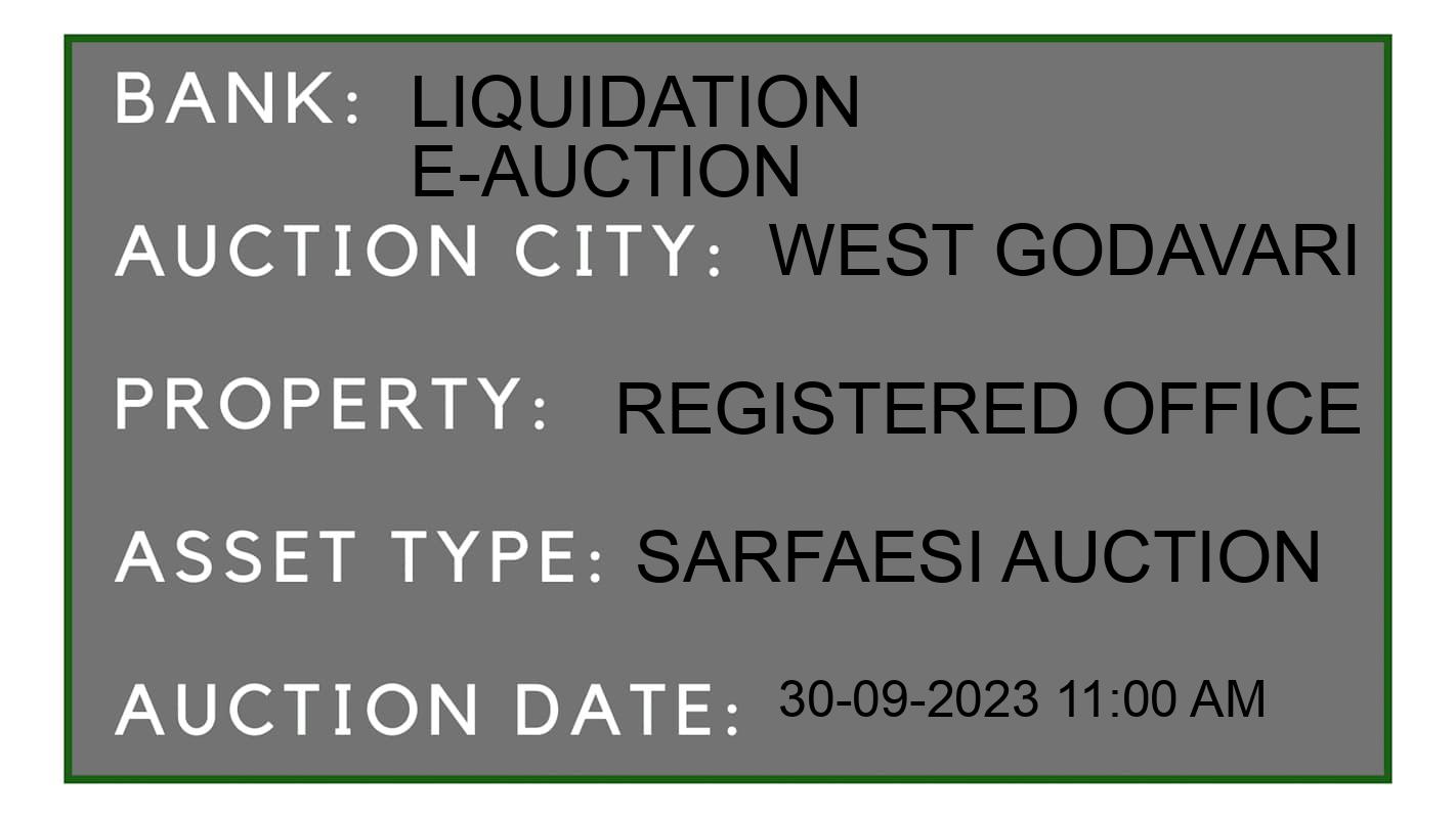 Auction Bank India - ID No: 186345 - Liquidation E-Auction Auction of Liquidation E-Auction auction for Land in Madiwada, West Godavari