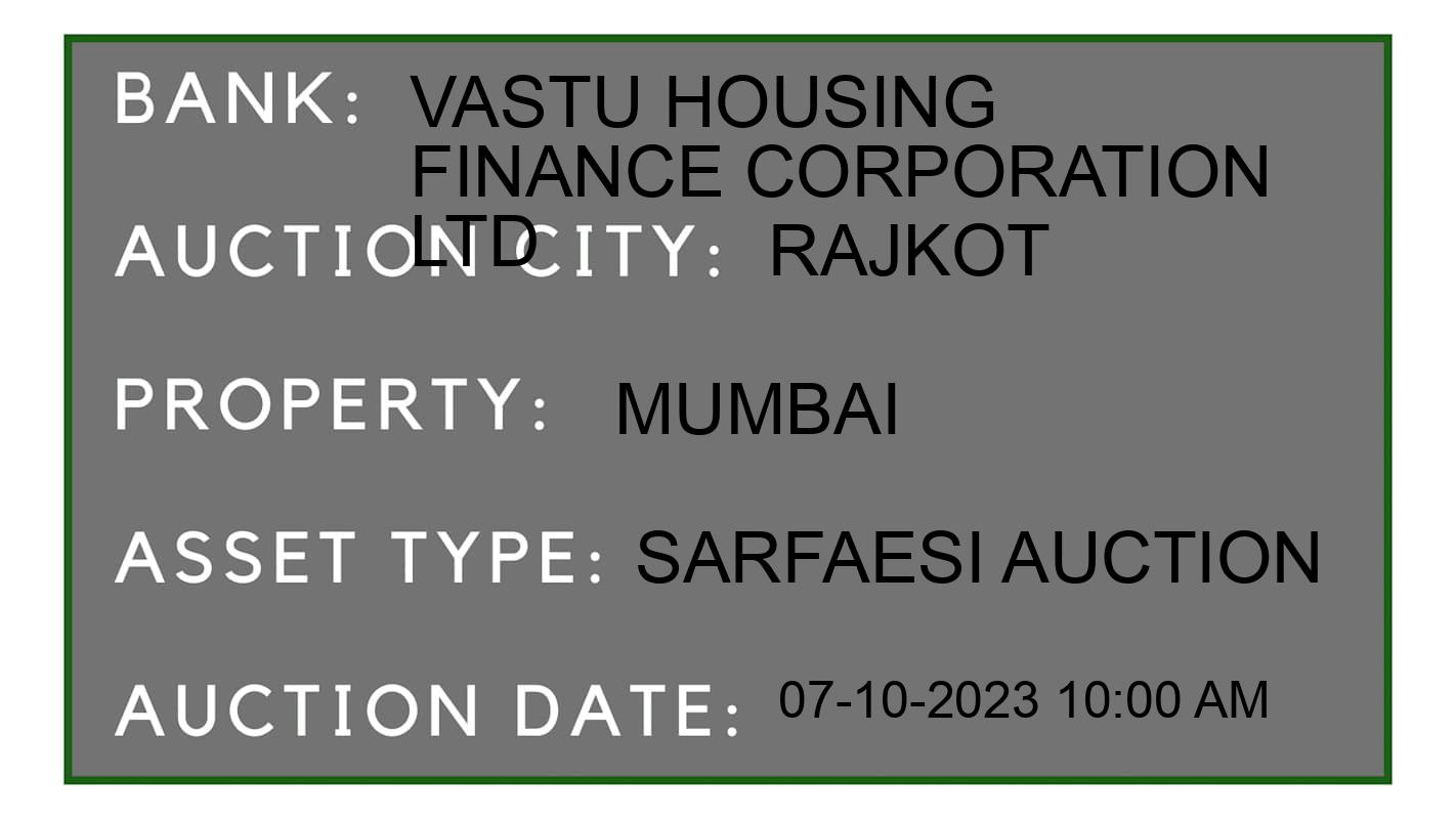 Auction Bank India - ID No: 186355 - Vastu Housing Finance Corporation Ltd Auction of Vastu Housing Finance Corporation Ltd auction for Plot in Rajkot, Rajkot