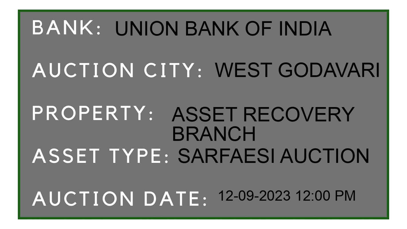 Auction Bank India - ID No: 186427 - Union Bank of India Auction of Union Bank of India auction for Commercial Property in DwarakaTirumala, West Godavari