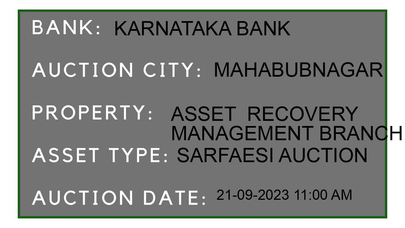 Auction Bank India - ID No: 186496 - Karnataka Bank Auction of Karnataka Bank auction for Plot in Jadcherla, Mahabubnagar