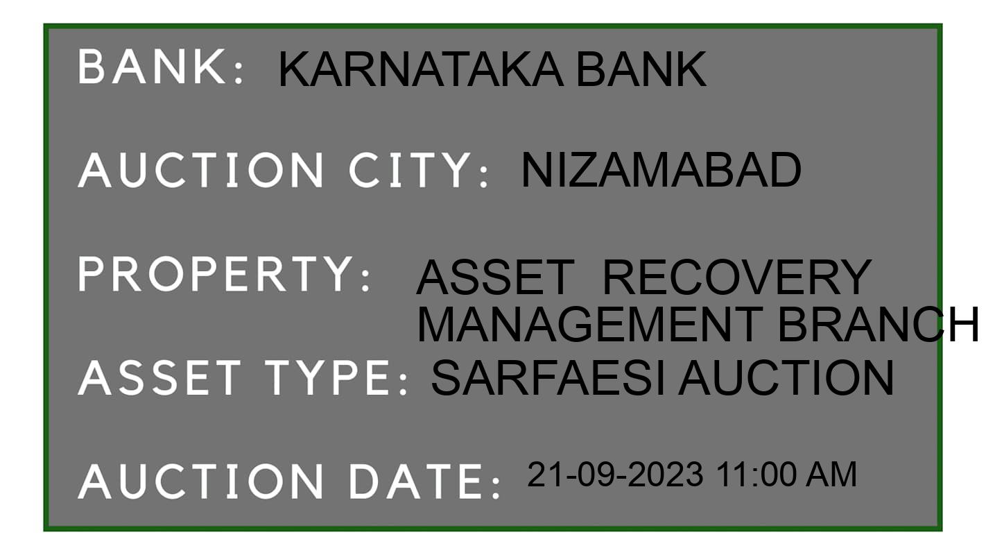 Auction Bank India - ID No: 186497 - Karnataka Bank Auction of Karnataka Bank auction for Land And Building in Nizamabad, Nizamabad