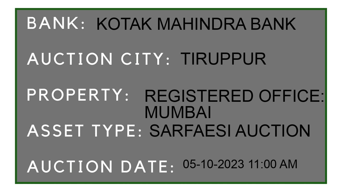 Auction Bank India - ID No: 186607 - Kotak Mahindra Bank Auction of Kotak Mahindra Bank auction for Non- Agricultural Land in Kangeyam, Tiruppur