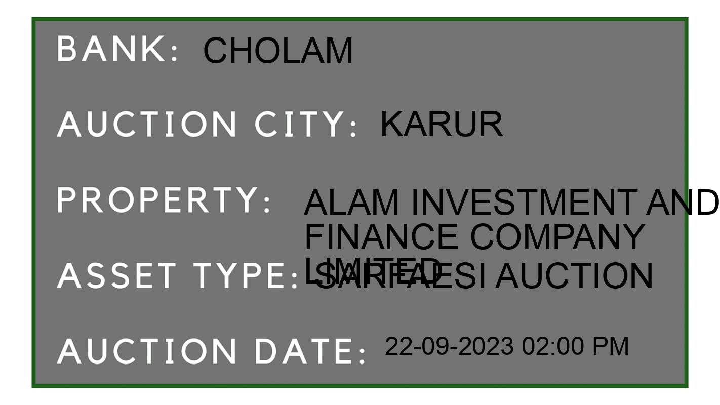Auction Bank India - ID No: 186659 - Cholam Auction of Cholamandalam Investment And Finance Company Limited auction for Plot in Kulithalai, Karur
