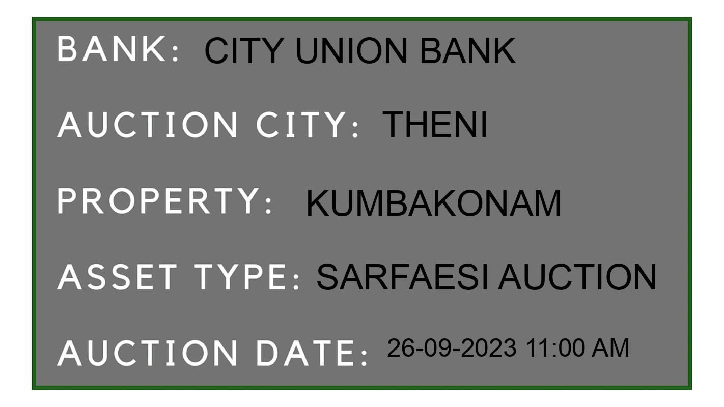 Auction Bank India - ID No: 186675 - City Union Bank Auction of City Union Bank auction for Factory Land & Building in Periyakulam, Theni
