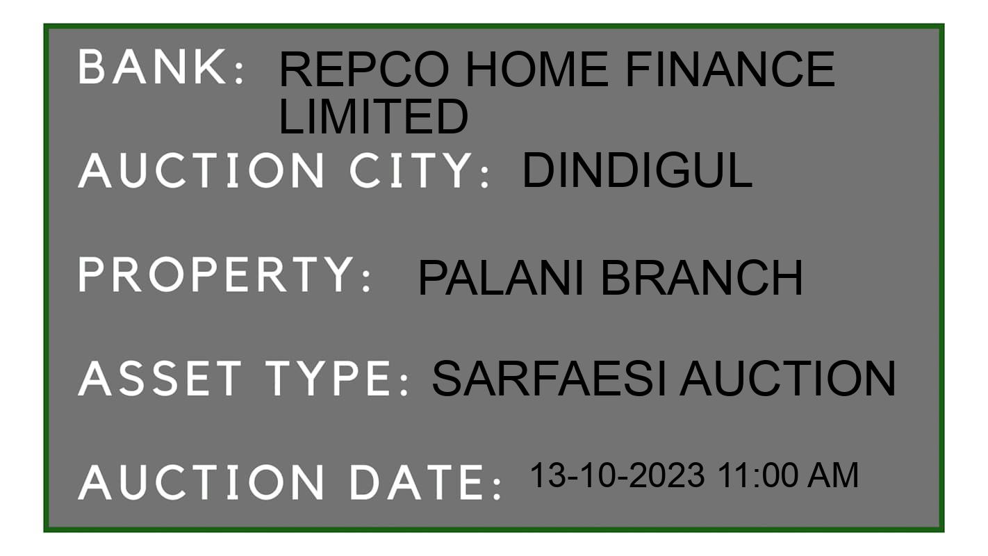 Auction Bank India - ID No: 186746 - Repco Home Finance Limited Auction of Repco Home Finance Limited auction for Commercial Property in Palani, Dindigul