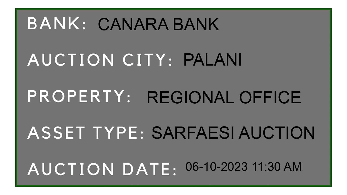 Auction Bank India - ID No: 186907 - Canara Bank Auction of Canara Bank auction for Land in Palani Taluk, Palani