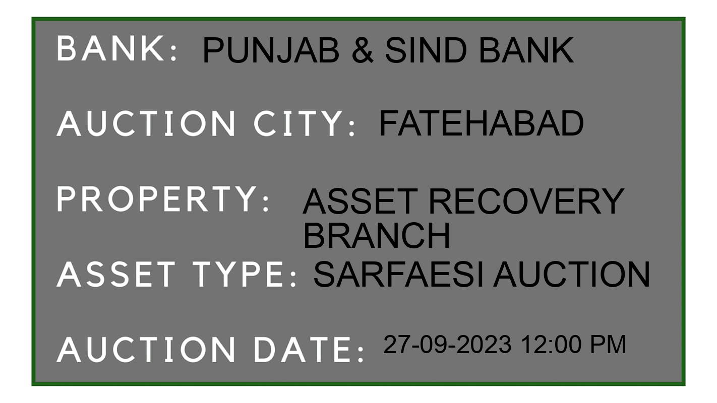 Auction Bank India - ID No: 186916 - Punjab & Sind Bank Auction of Punjab & Sind Bank auction for Factory Land & Building in Fatehabad, Fatehabad