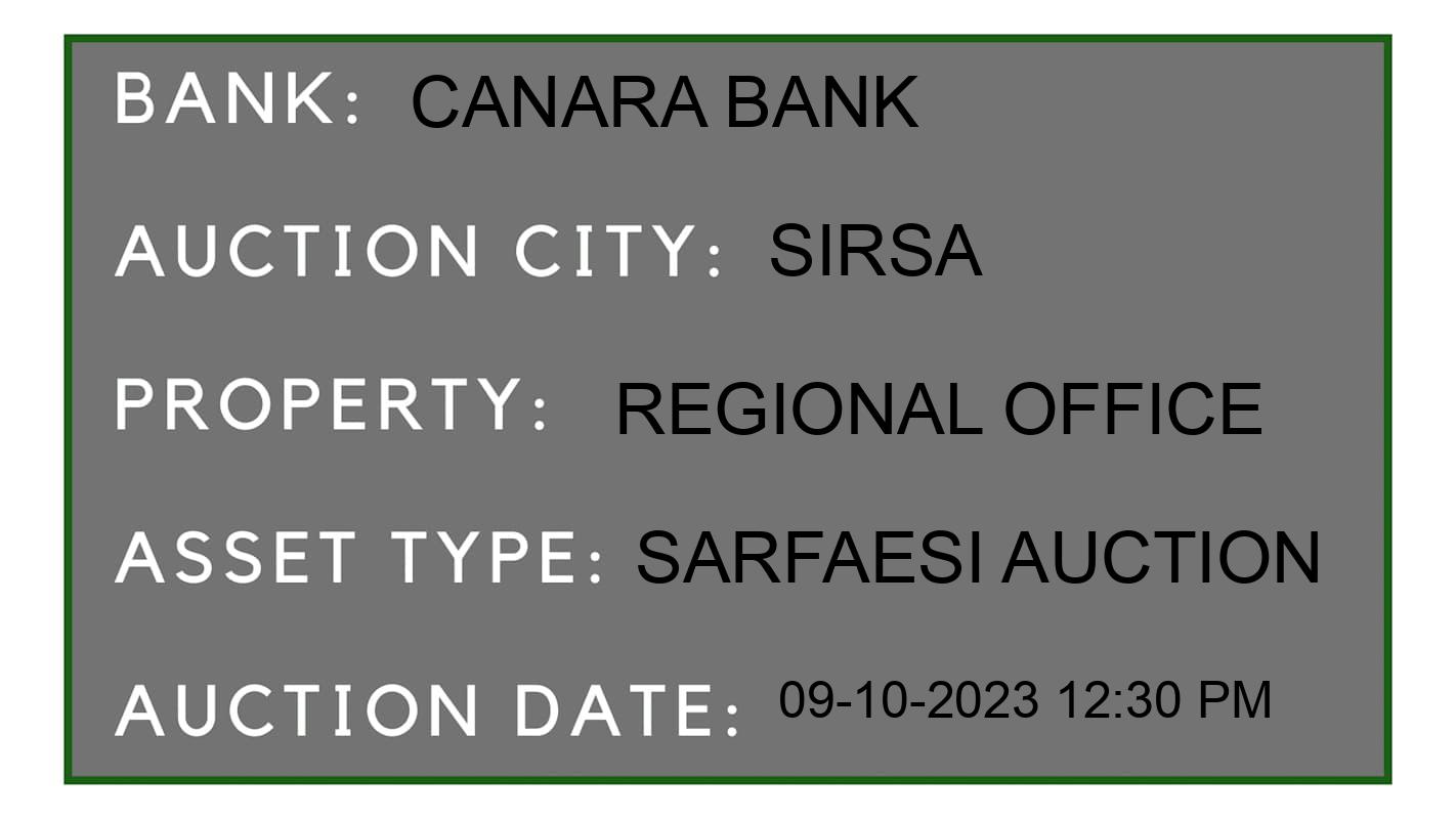 Auction Bank India - ID No: 187160 - Canara Bank Auction of Canara Bank auction for Plot in Mandi T, Sirsa