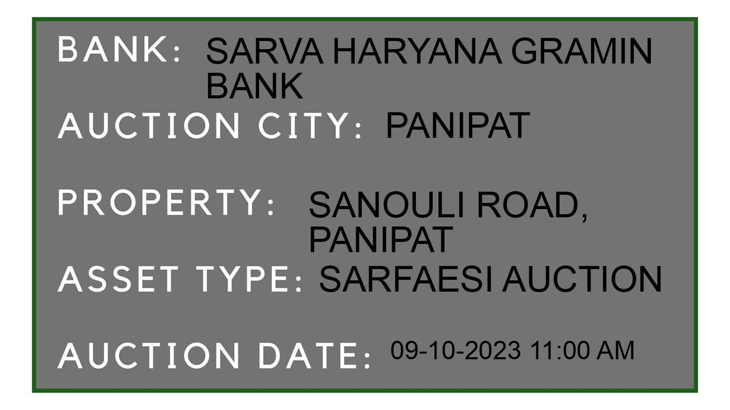 Auction Bank India - ID No: 187287 - Sarva Haryana Gramin Bank Auction of Sarva Haryana Gramin Bank auction for Land in Panipat, Panipat
