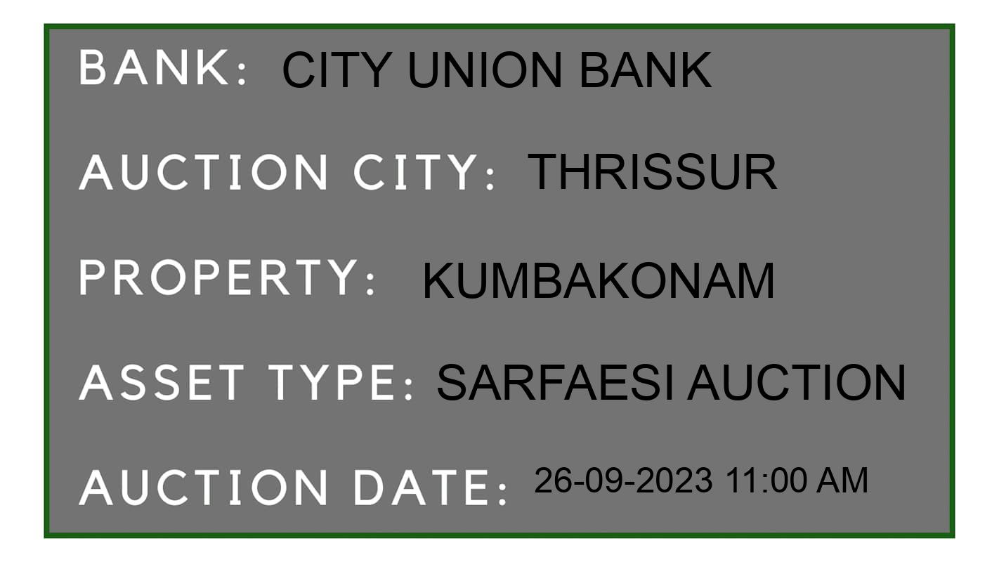 Auction Bank India - ID No: 187291 - City Union Bank Auction of City Union Bank auction for Plot in Thrissur, Thrissur