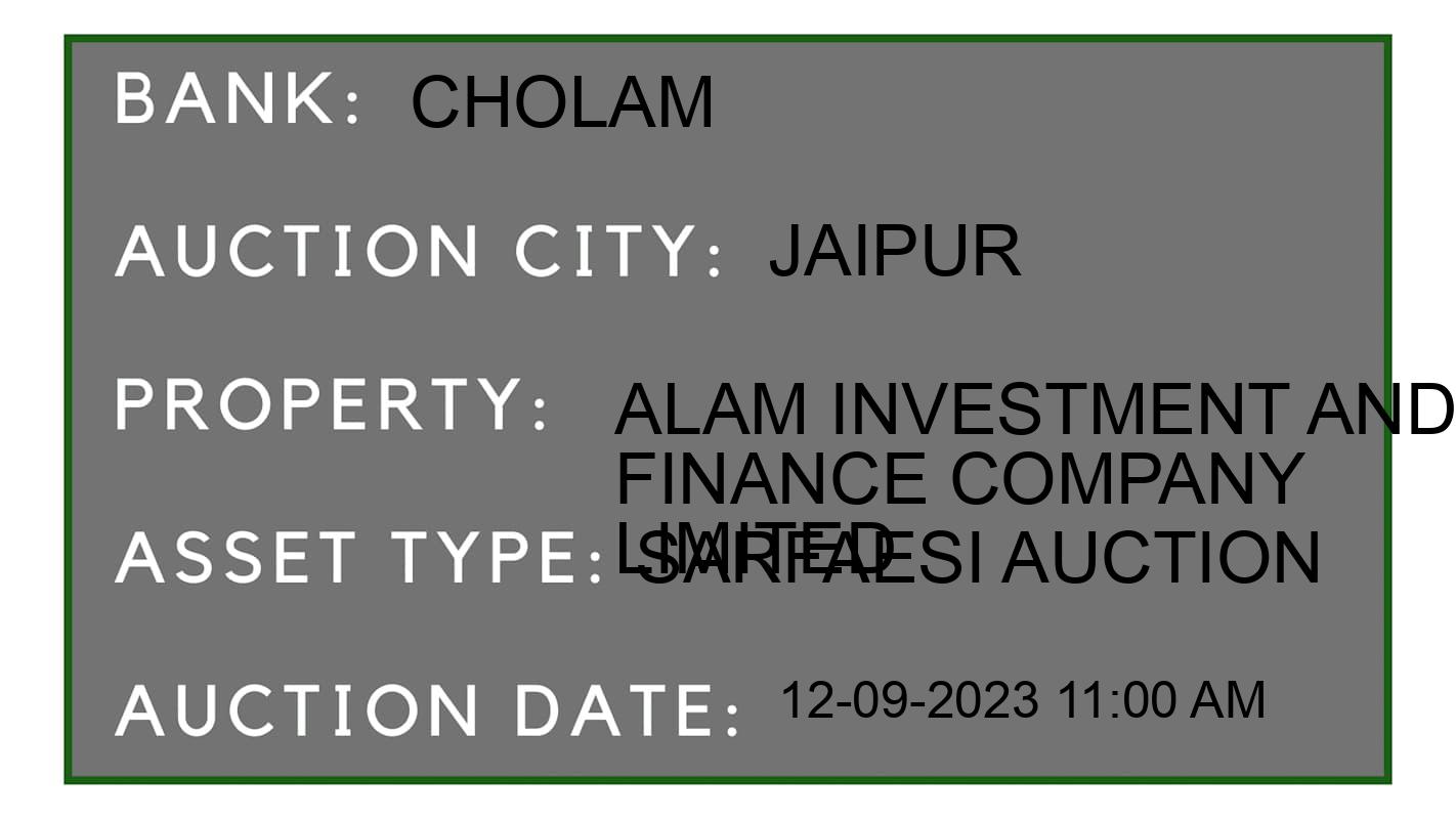 Auction Bank India - ID No: 187319 - Cholam Auction of Cholamandalam Investment And Finance Company Limited auction for Plot in Jhotwara, Jaipur
