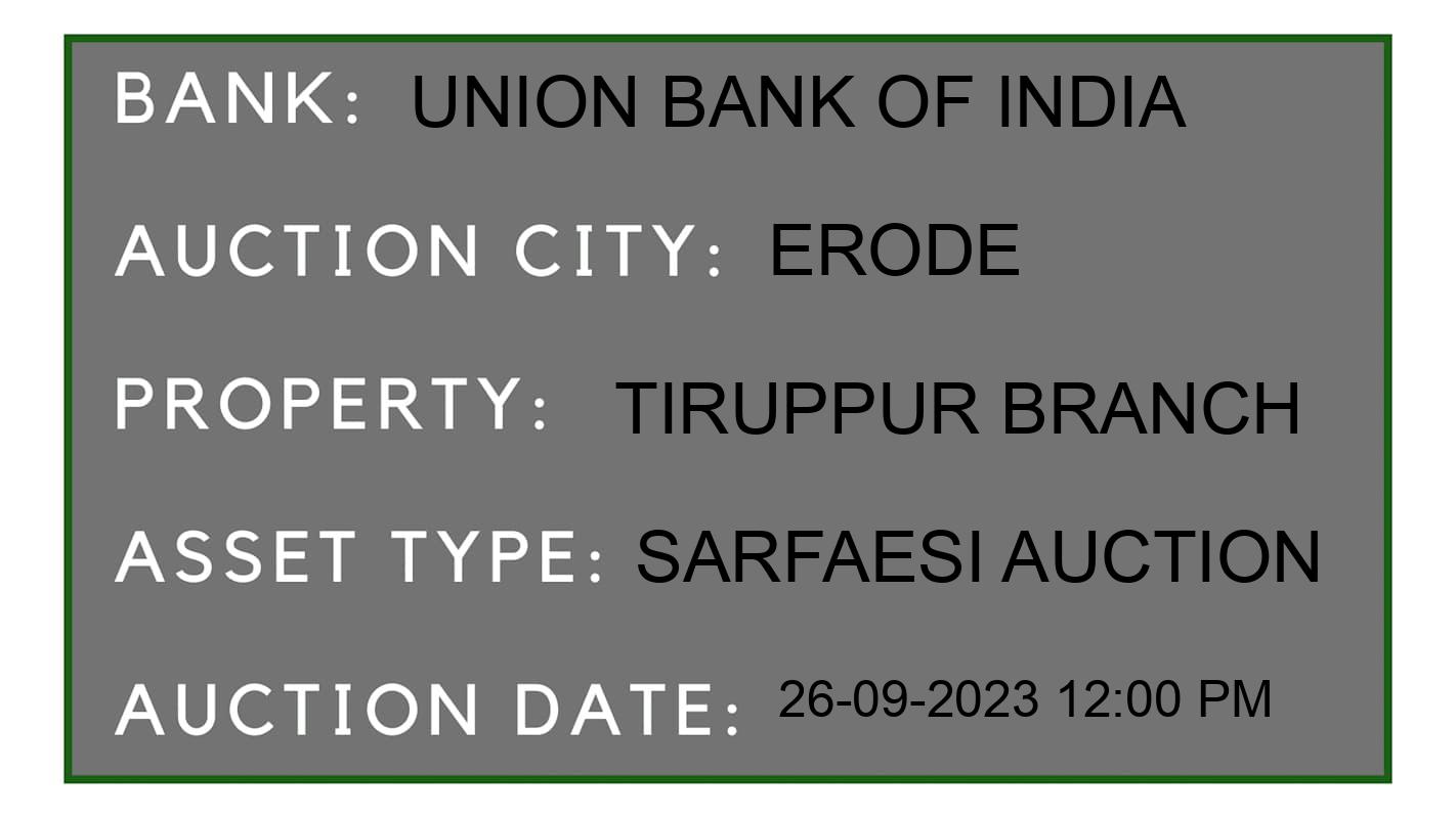 Auction Bank India - ID No: 187827 - Union Bank of India Auction of Union Bank of India auction for Land in Sathyamangalam, Erode