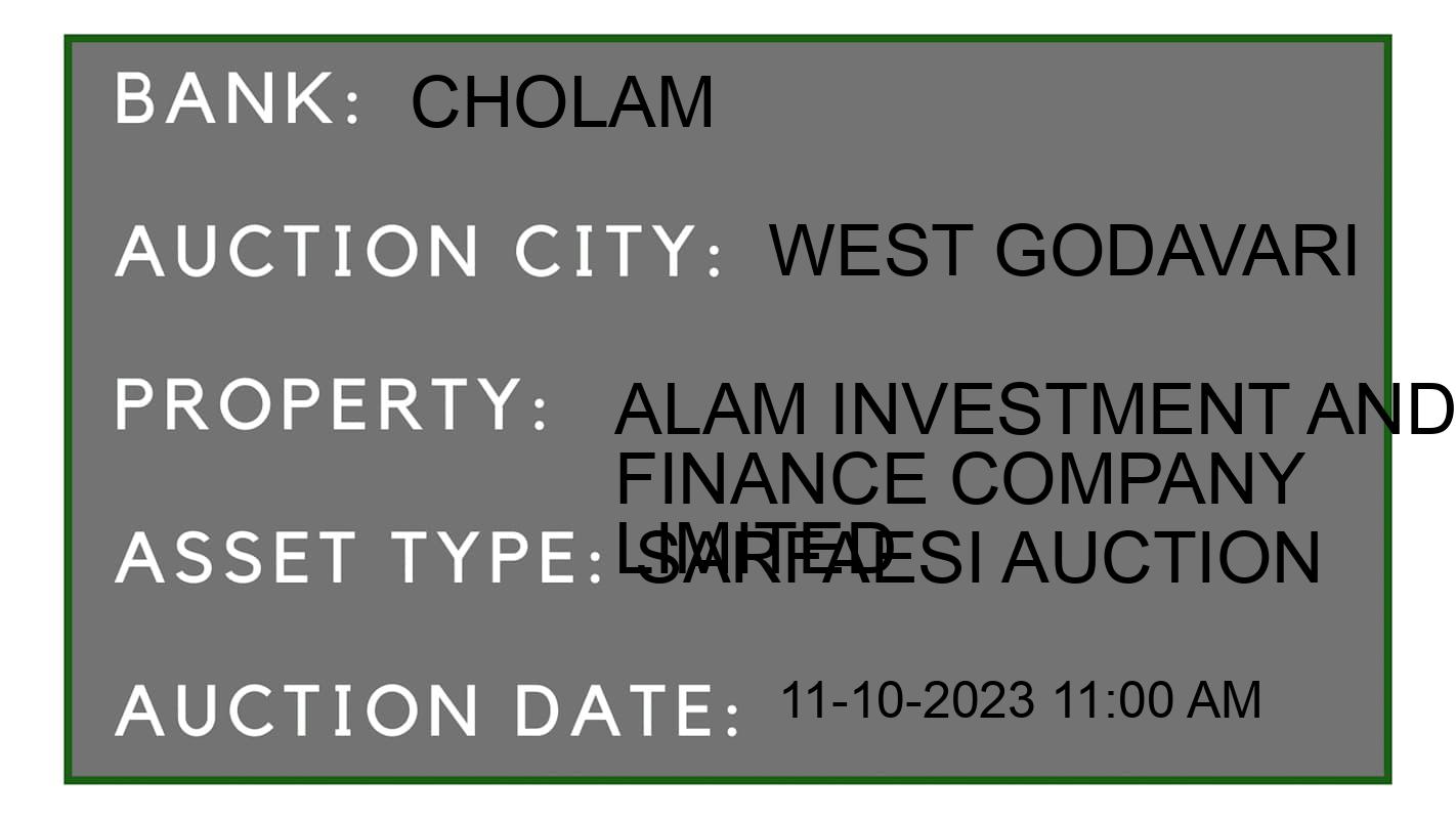 Auction Bank India - ID No: 187892 - Cholam Auction of Cholamandalam Investment And Finance Company Limited auction for Plot in Penugonda Mandal, West Godavari