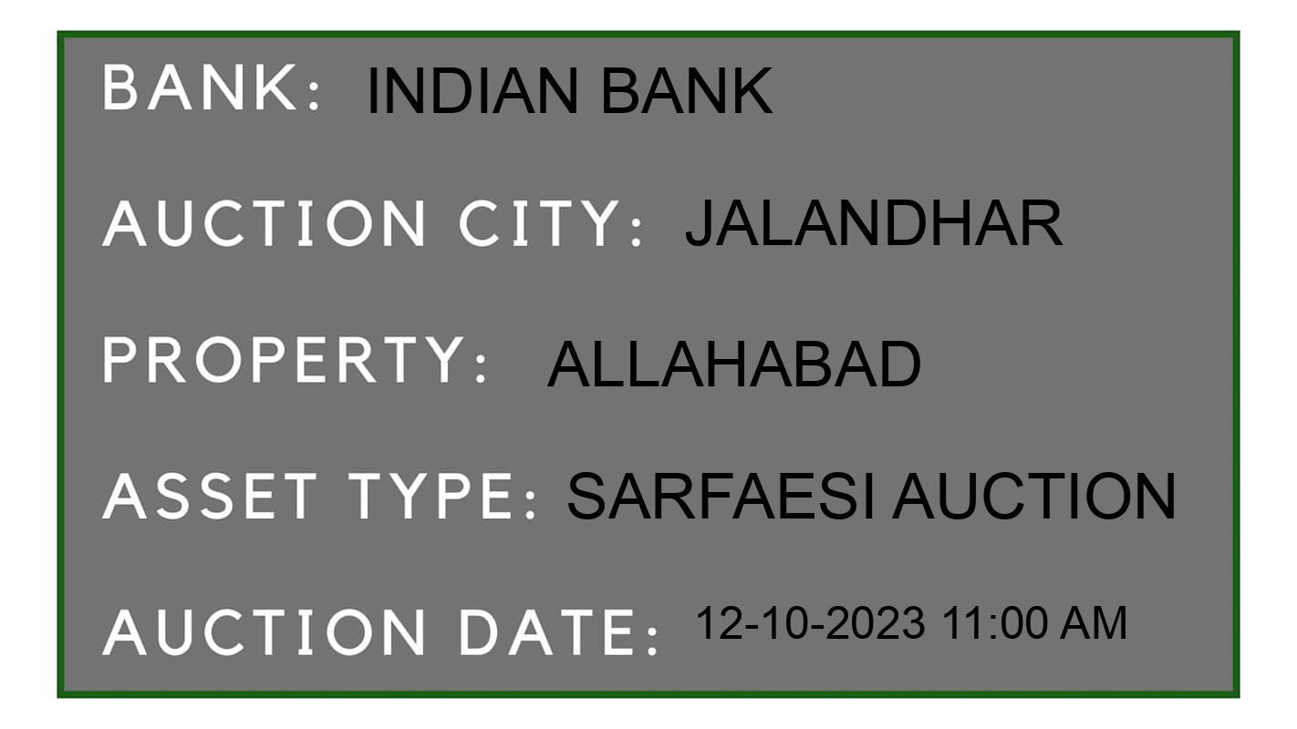 Auction Bank India - ID No: 187900 - Indian Bank Auction of Indian Bank auction for Plot in Jalandhar, Jalandhar