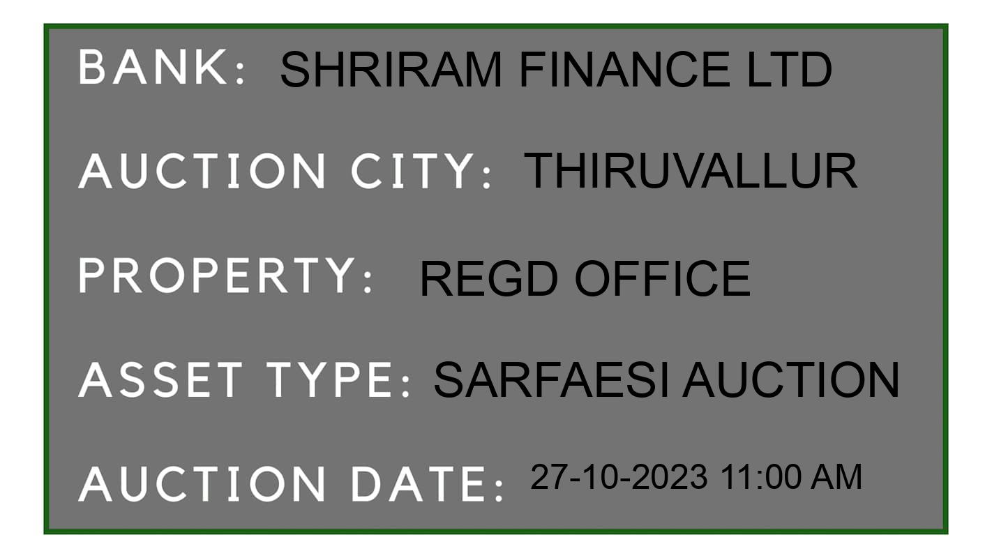 Auction Bank India - ID No: 187904 - Shriram Finance Ltd Auction of Shriram Finance Ltd auction for Land in Madhavaram, Thiruvallur
