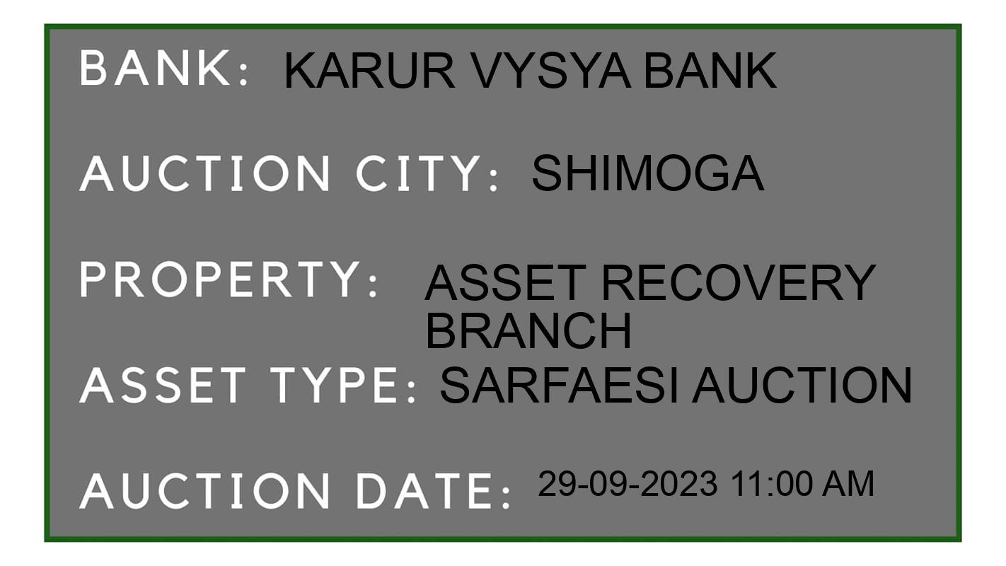 Auction Bank India - ID No: 188065 - Karur Vysya Bank Auction of Karur Vysya Bank auction for Land in shimoga, Shimoga
