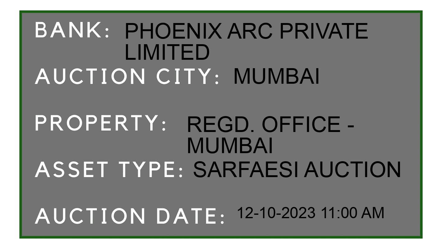 Auction Bank India - ID No: 188109 - Phoenix ARC Private Limited Auction of Phoenix ARC Private Limited auction for Plot in Santacruz, Mumbai
