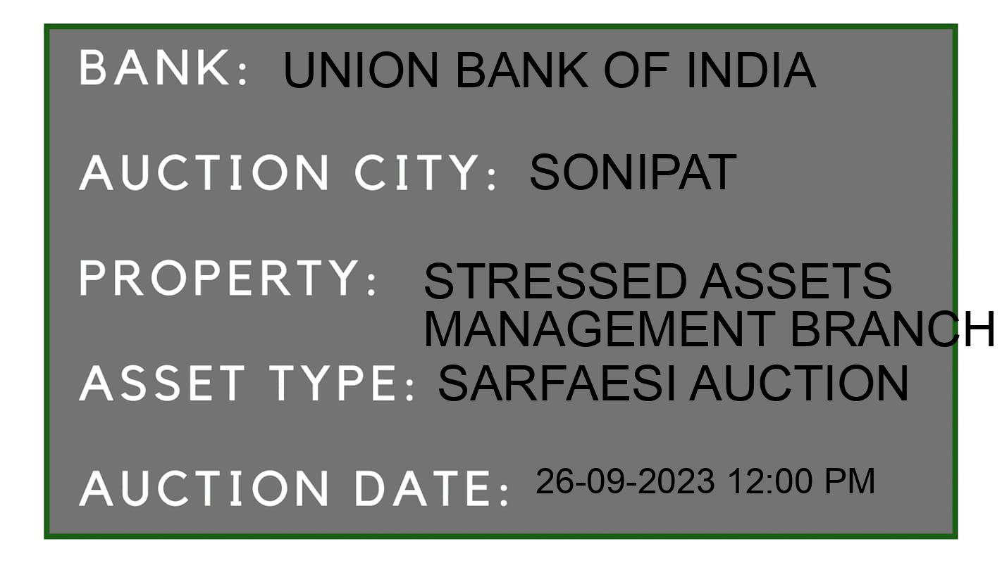 Auction Bank India - ID No: 188260 - Union Bank of India Auction of Union Bank of India auction for Residential House in Kundli, Sonipat