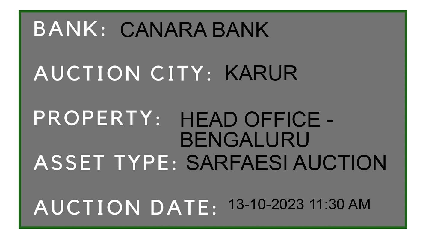 Auction Bank India - ID No: 188284 - Canara Bank Auction of Canara Bank auction for Land in Karur, Karur