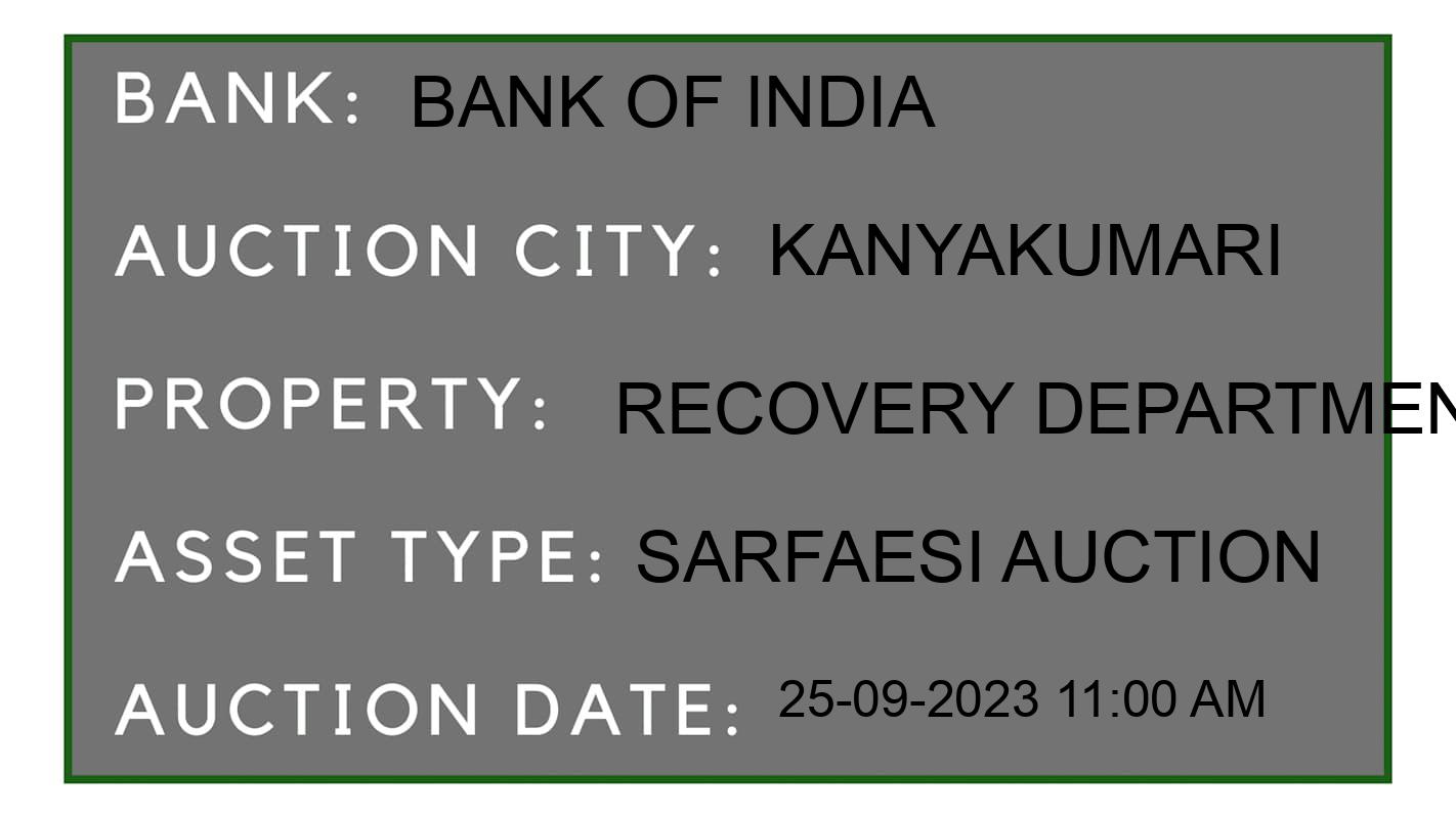 Auction Bank India - ID No: 188292 - Bank of India Auction of Bank of India auction for Land And Building in Vilavancode, Kanyakumari