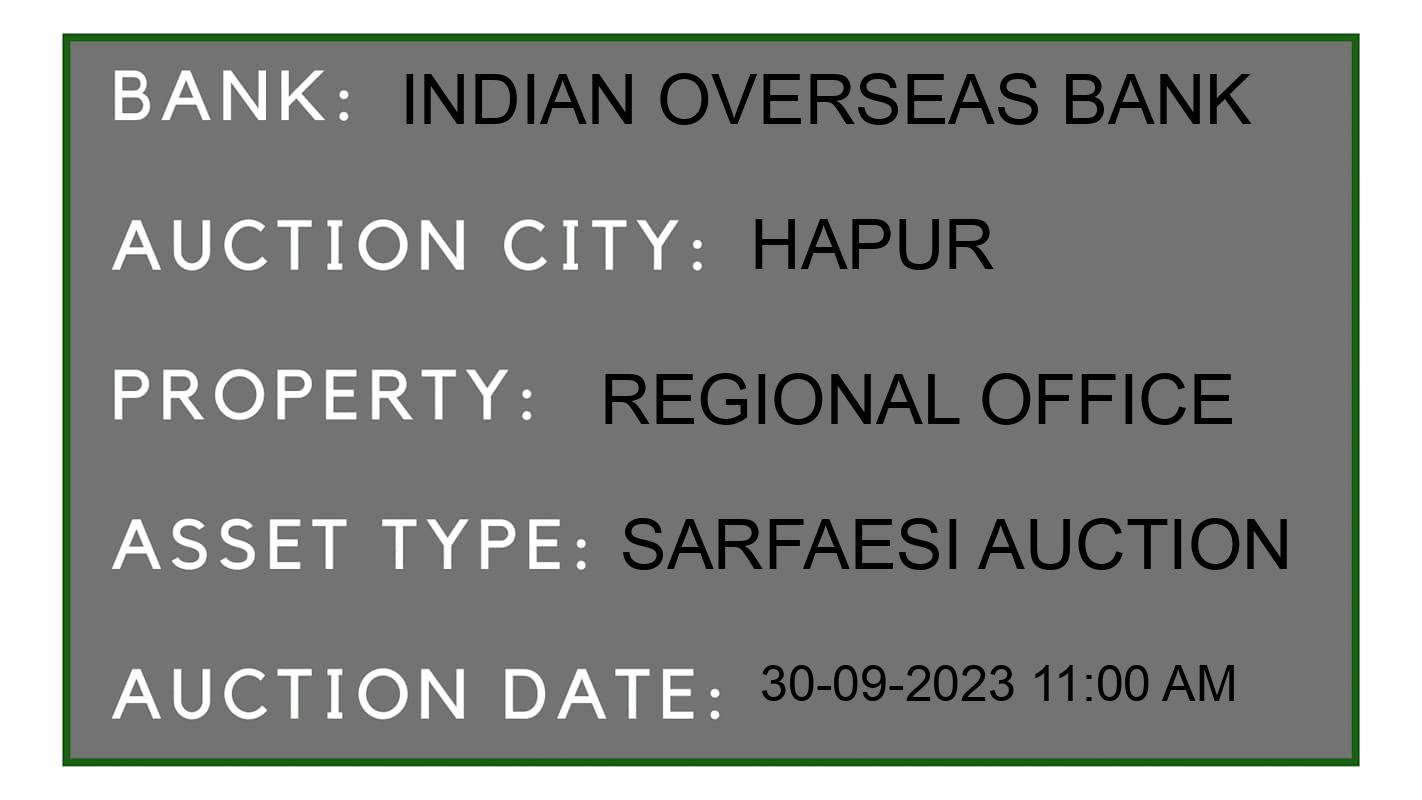 Auction Bank India - ID No: 188309 - Indian Overseas Bank Auction of Indian Overseas Bank auction for Land And Building in Hapur, Hapur