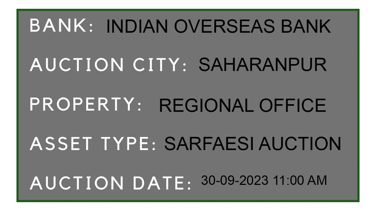 Auction Bank India - ID No: 188323 - Indian Overseas Bank Auction of Indian Overseas Bank auction for Land And Building in Saharanpur, Saharanpur