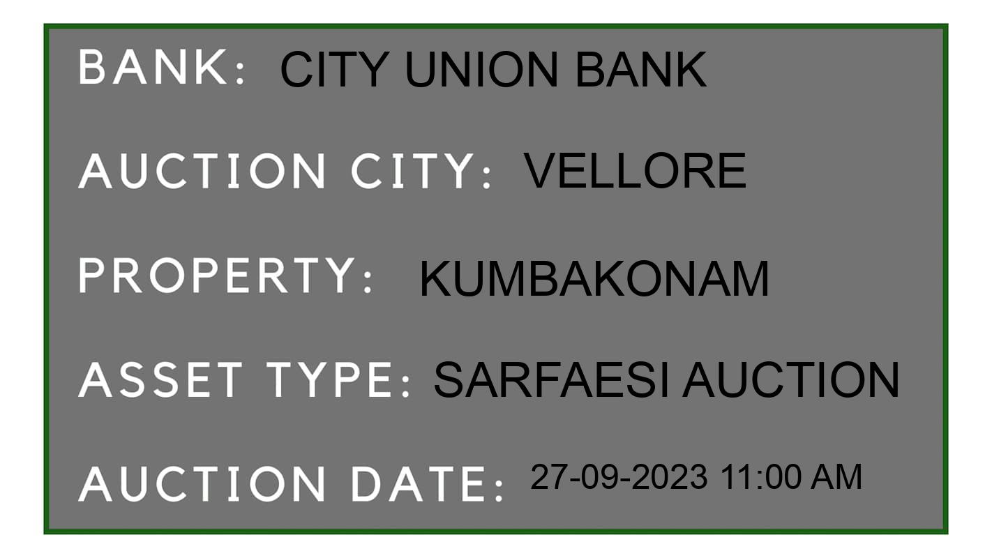 Auction Bank India - ID No: 188409 - City Union Bank Auction of City Union Bank auction for Land in Vaniambadi taluk, Vellore