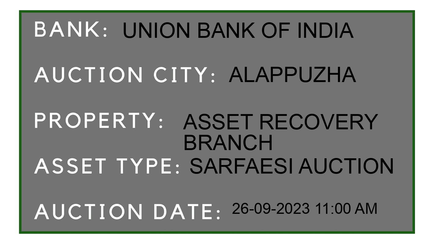 Auction Bank India - ID No: 188645 - Union Bank of India Auction of Union Bank of India auction for Land And Building in Mavelikara, Alappuzha