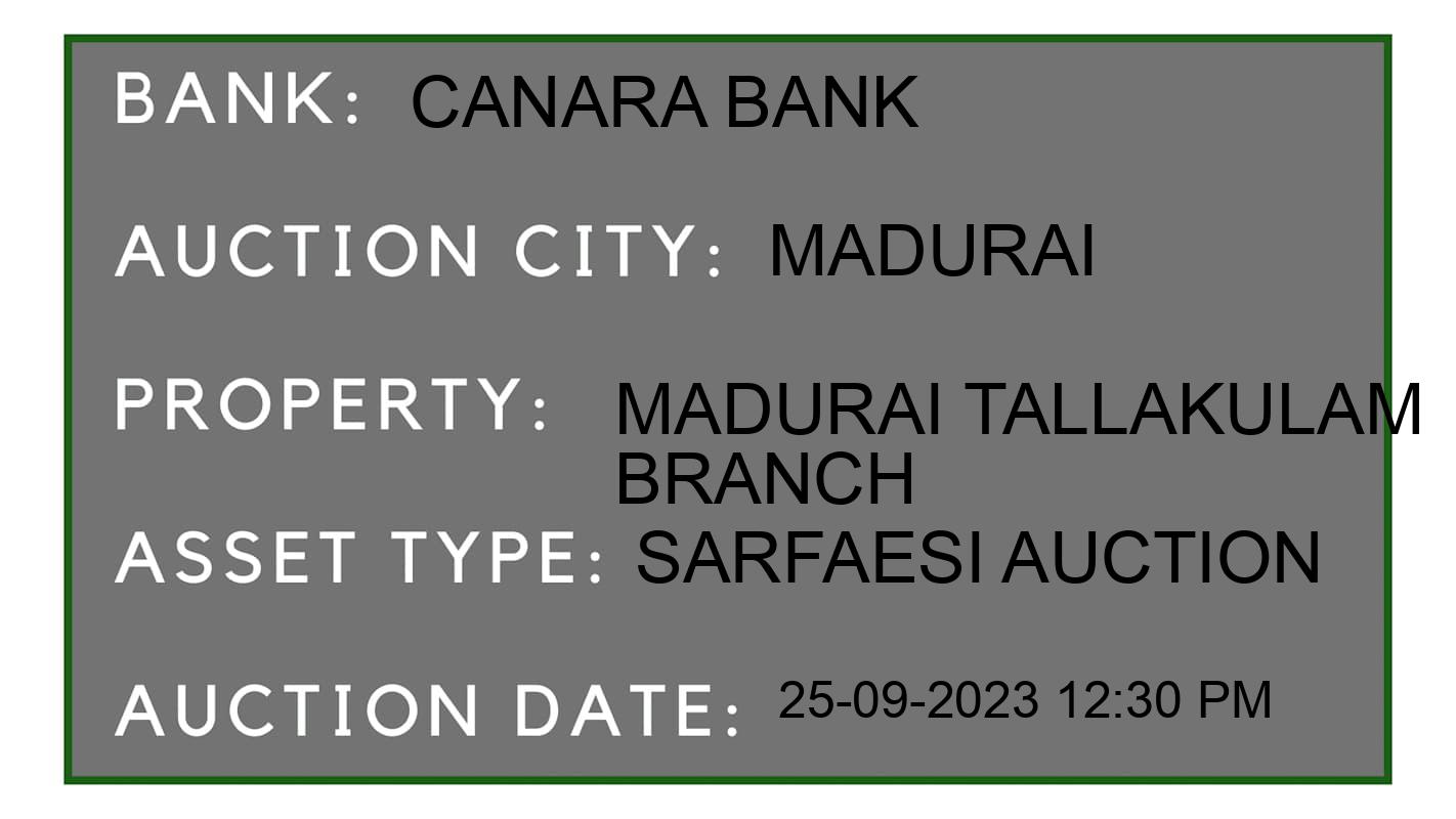 Auction Bank India - ID No: 189112 - Canara Bank Auction of Canara Bank auction for Land in Vadipatti, Madurai