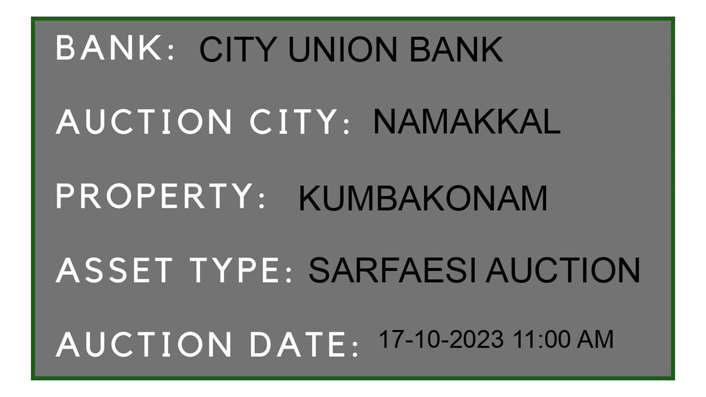 Auction Bank India - ID No: 189131 - City Union Bank Auction of City Union Bank auction for Land And Building in Komarapalayam, Namakkal