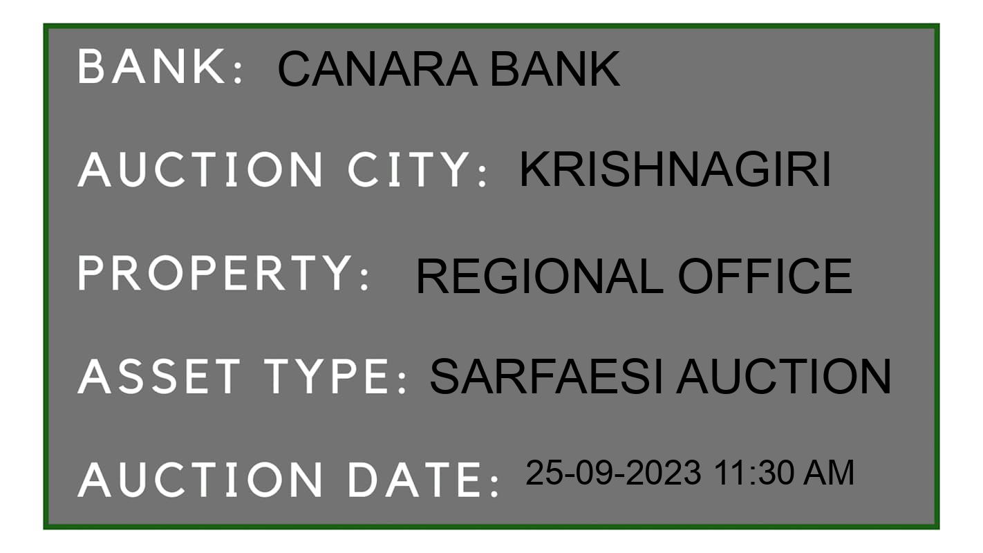 Auction Bank India - ID No: 189147 - Canara Bank Auction of Canara Bank auction for Land in Hosur, Krishnagiri