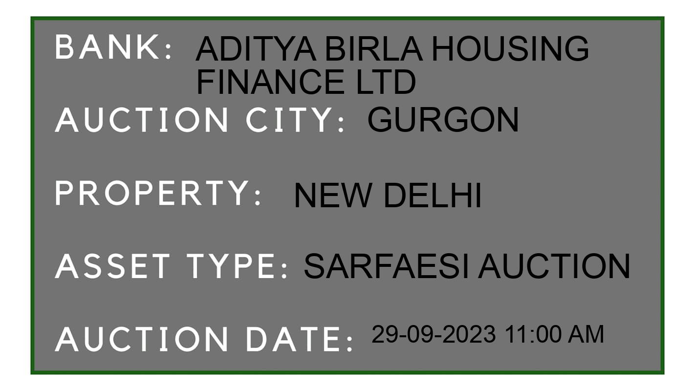 Auction Bank India - ID No: 189650 - Aditya Birla Housing Finance Ltd Auction of Aditya Birla Housing Finance Ltd auction for Residential Flat in gurgon, gurgon